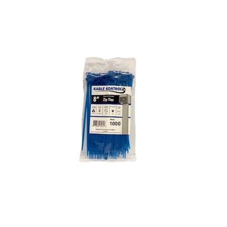 Kable Kontrol Cable Tie, 8 in L, 2.16 in Max Bundle Dia., Blue, Nylon 6/6, 50 lb Strength, 100 PK CT261CL-BLUE